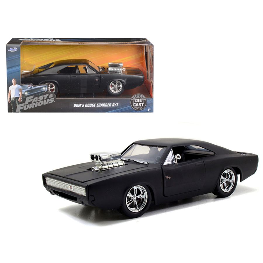 Doms 1970 Dodge Charger R/t Matt Black Fast & Furious Movie 1/24 Diecast Model Car By Jada 97174