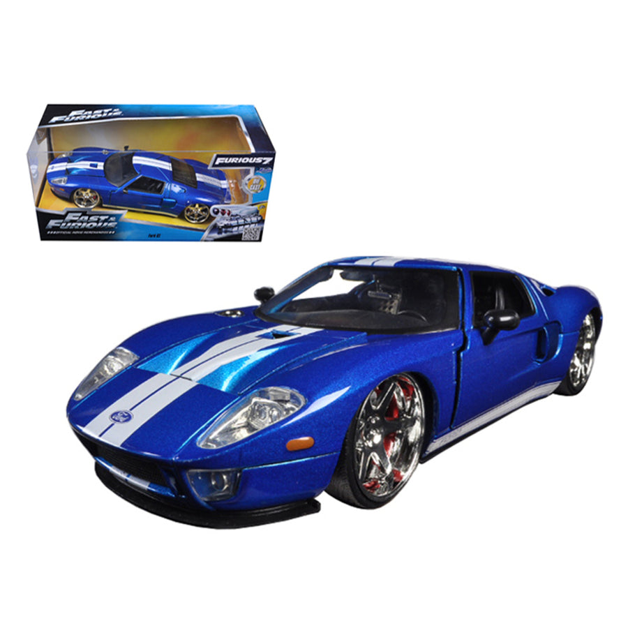 Ford Gt Blue With White Stripes Fast & Furious 7 (2015) Movie 1/24 Diecast Model Car By Jada 97177