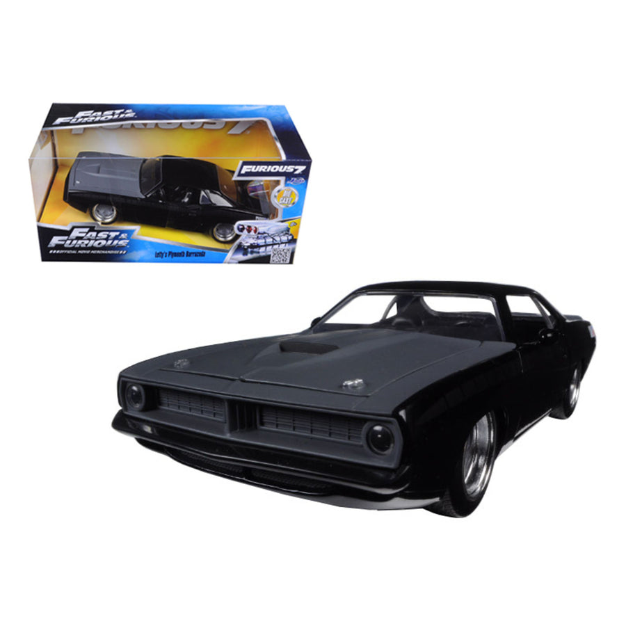 Lettys Plymouth Barracuda Matt Black Fast & Furious 7 Movie 1/24 Diecast Model Car By Jada 97195