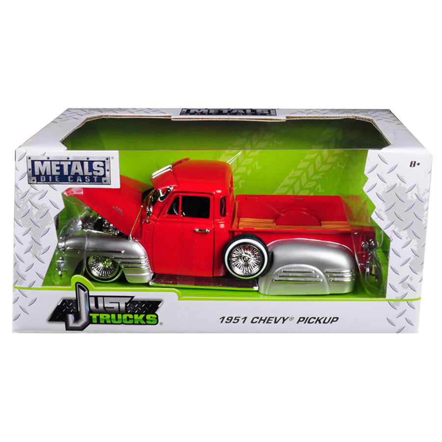 1951 Chevrolet Lowrider Pickup Truck Red And Silver Just Trucks 1/24 Diecast Model Car By Jada 97229