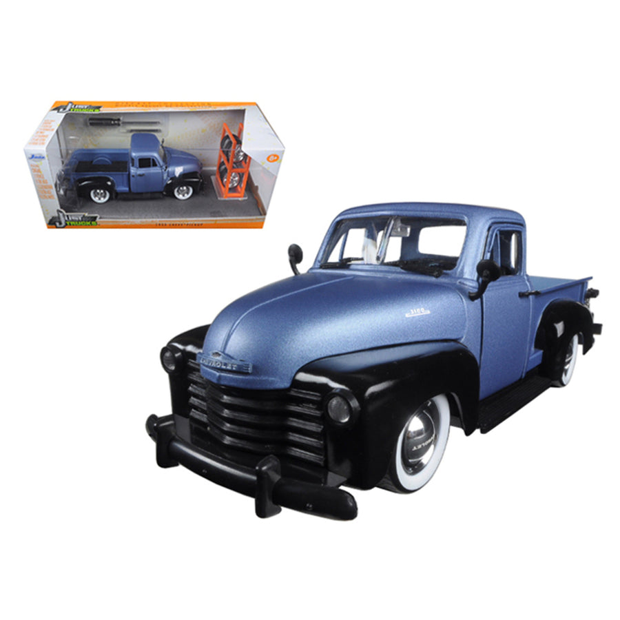 1953 Chevrolet Pickup Truck Blue/black Just Trucks With Extra Wheels 1/24 Diecast Model By Jada 97330