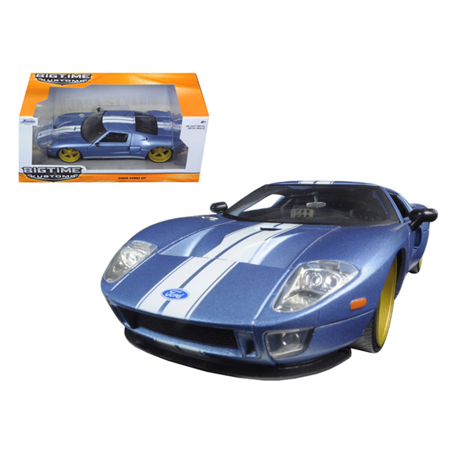 2005 Ford Gt Blue 1/24 Diecast Model Car By Jada 97366ab-bl