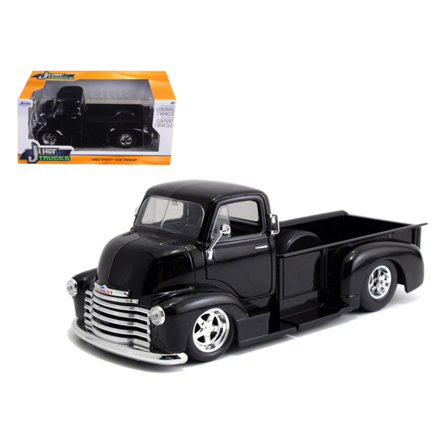 1952 Chevrolet Coe Pickup Truck Black With Chrome Wheels 1/24 Diecast Model By Jada 97462