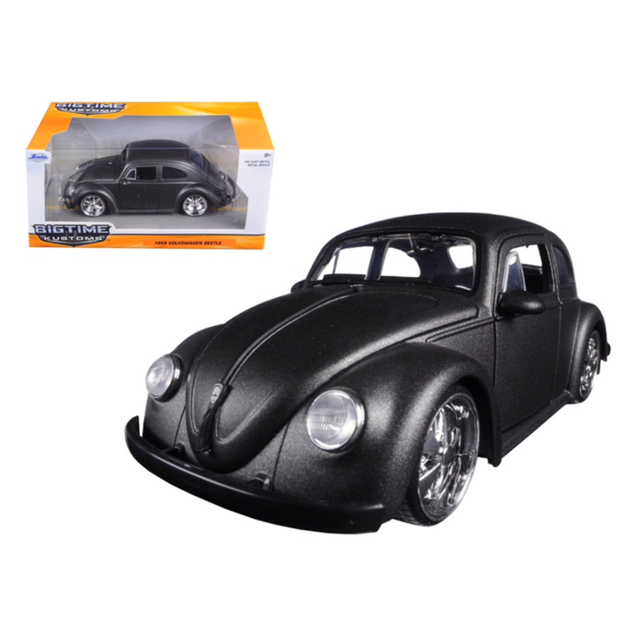 1959 Volkswagen Beetle Satin Metallic Gray With 5 Spoke Wheels 1/24 Diecast Model Car By Jada 97490