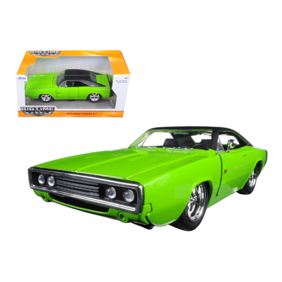 1970 Dodge Charger R/t Green 1/24 Diecast Model Car By Jada 97595grn