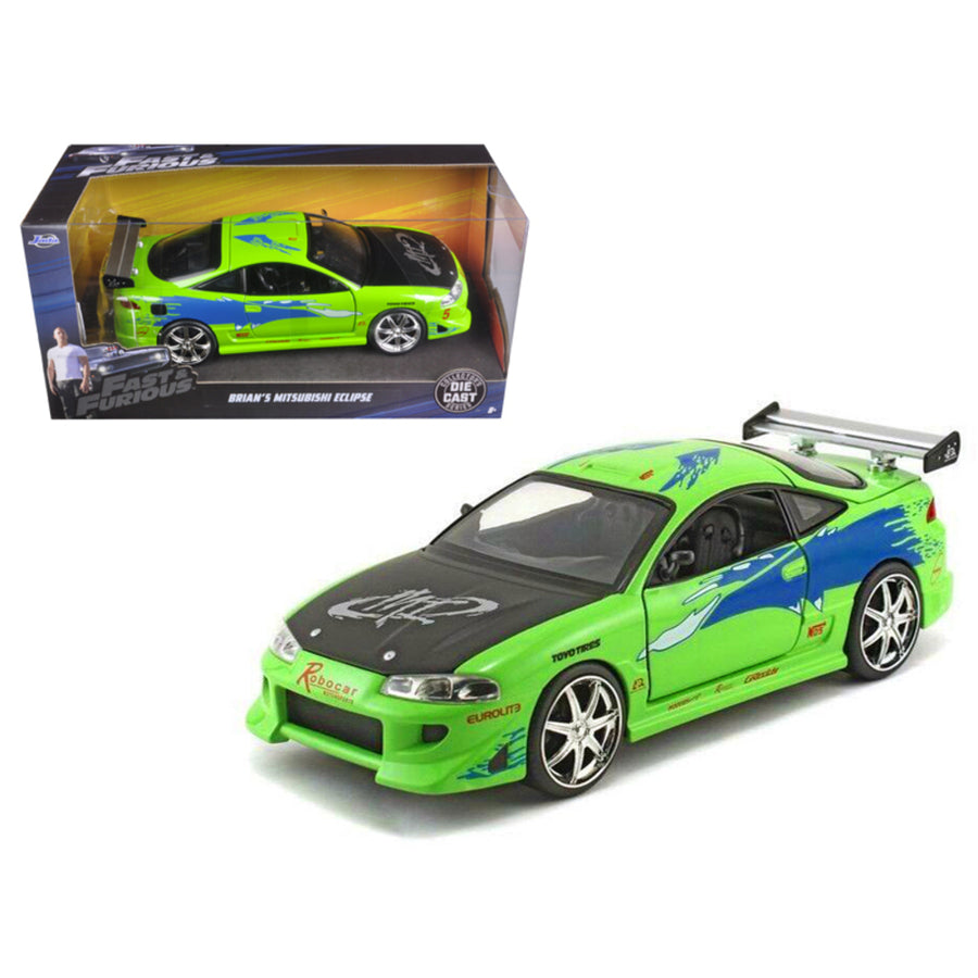 Brians Mitsubishi Eclipse Green The Fast & The Furious (2001) Movie 1/24 Diecast Model Car  By Jada 97603