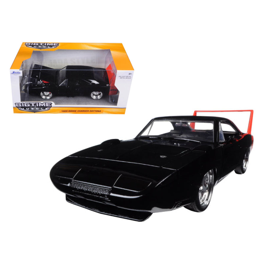 1969 Dodge Charger Daytona Black 1/24 Diecast Model Car By Jada 97681