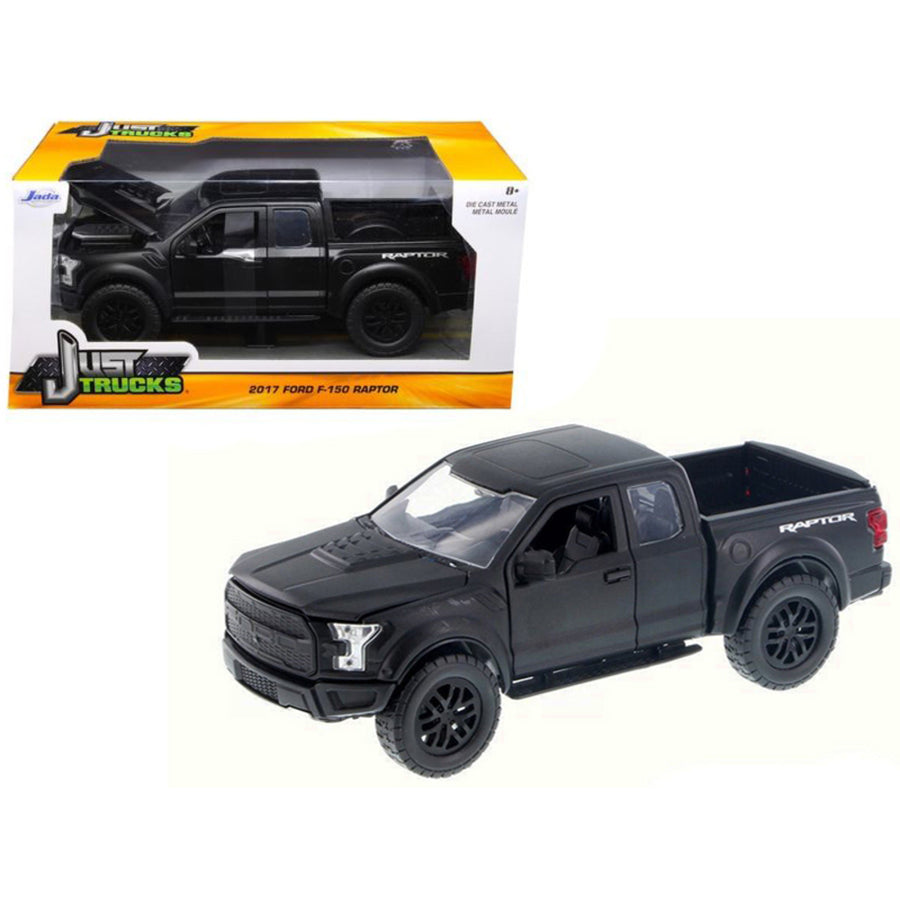 2017 Ford F-150 Raptor Pickup Truck Matt Black Just Trucks 1/24 Diecast Model Car By Jada 97756