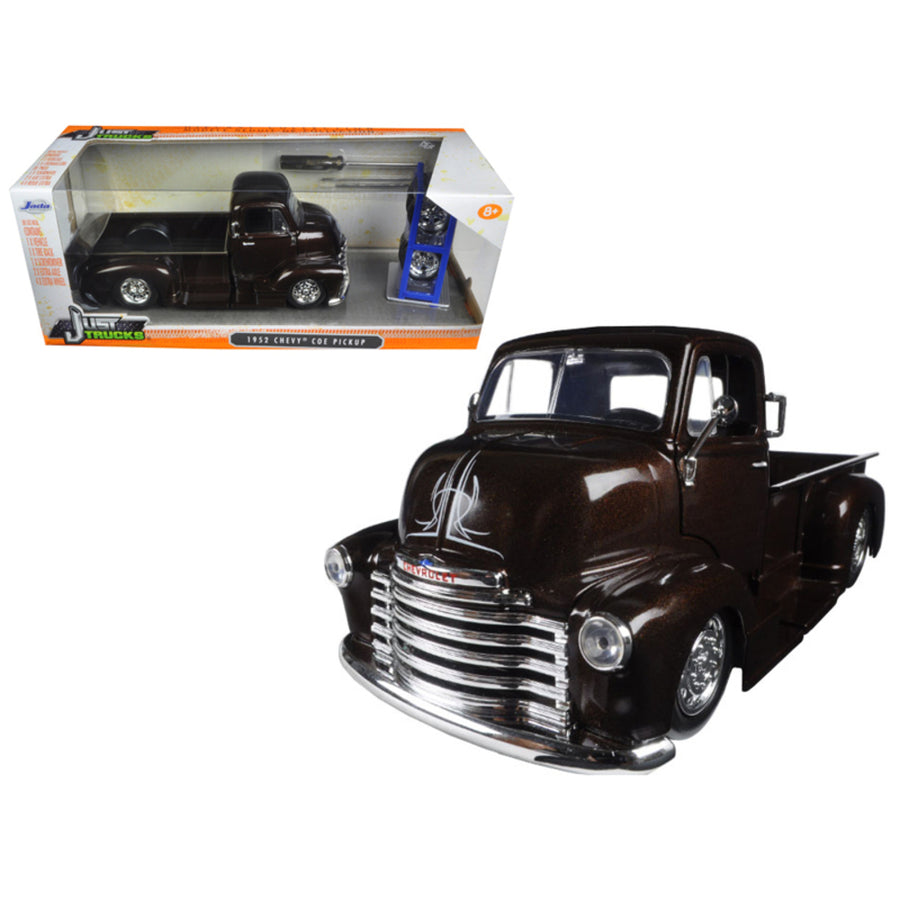 1952 Chevrolet Coe Pickup Truck Brown Just Trucks With Extra Wheels 1/24 Diecast Model Car By Jada 98021