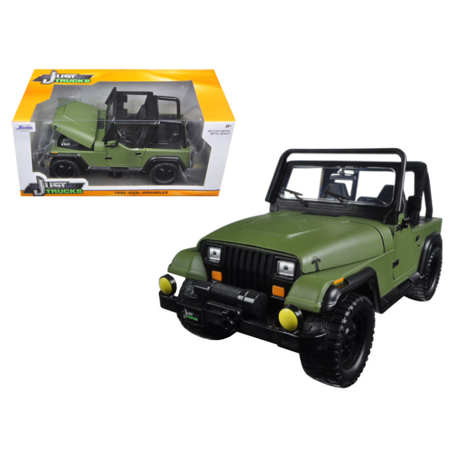 1992 Jeep Wrangler Matt Green 1/24 Diecast Model Car By Jada 98132