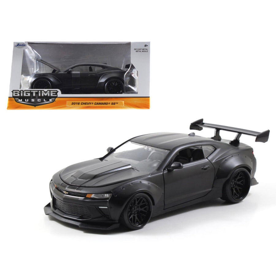 2016 Chevrolet Camaro Ss Widebody Primer Black Big Time Muscle 1/24 Diecast Model Car By Jada 98139