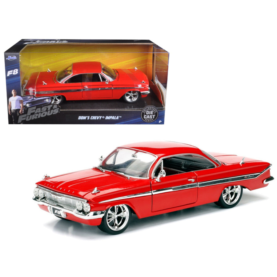 Doms Chevrolet Impala Red Fast & Furious F8 The Fate Of The Furious Movie 1/24 Diecast Model Car  By Jada 98426