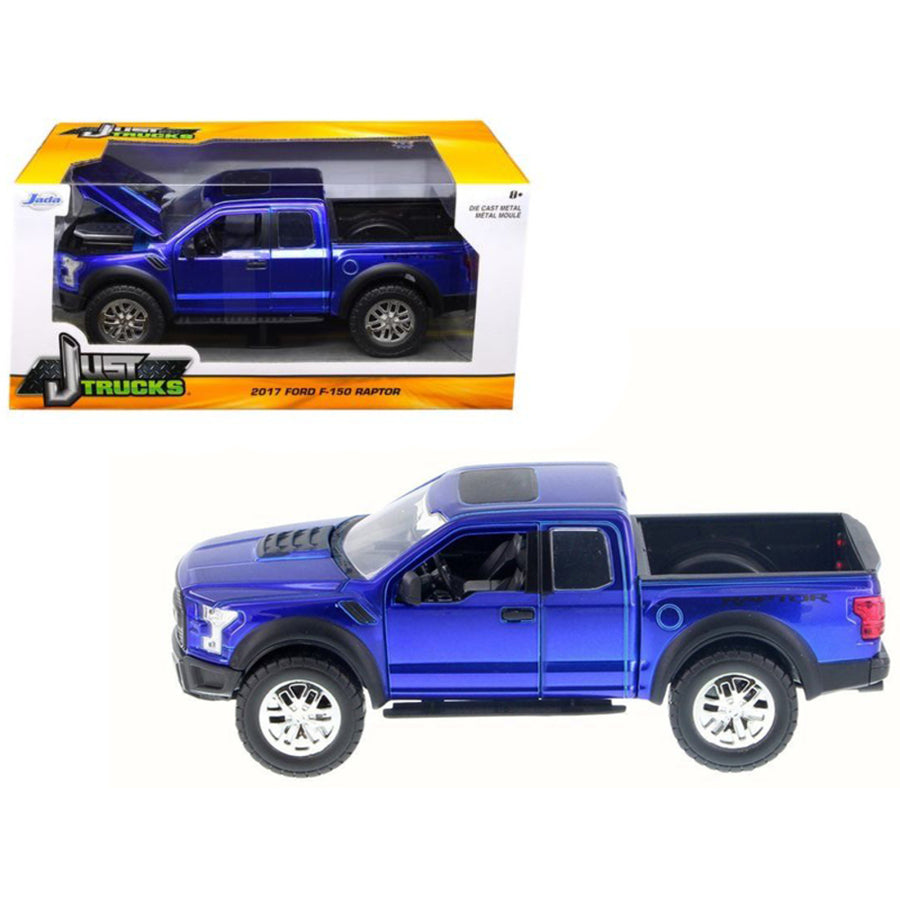 2017 Ford F-150 Raptor Pickup Truck Blue 1/24 Diecast Model Car By Jada 98583