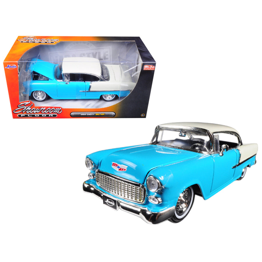 1955 Chevrolet Bel Air Hard Top Blue Showroom Floor 1/24 Diecast Model Car By Jada 98886