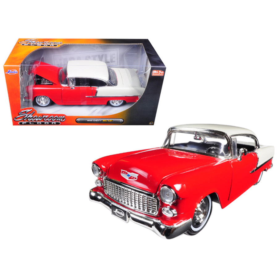 1955 Chevrolet Bel Air Hard Top Red Showroom Floor 1/24 Diecast Model Car By Jada 98887