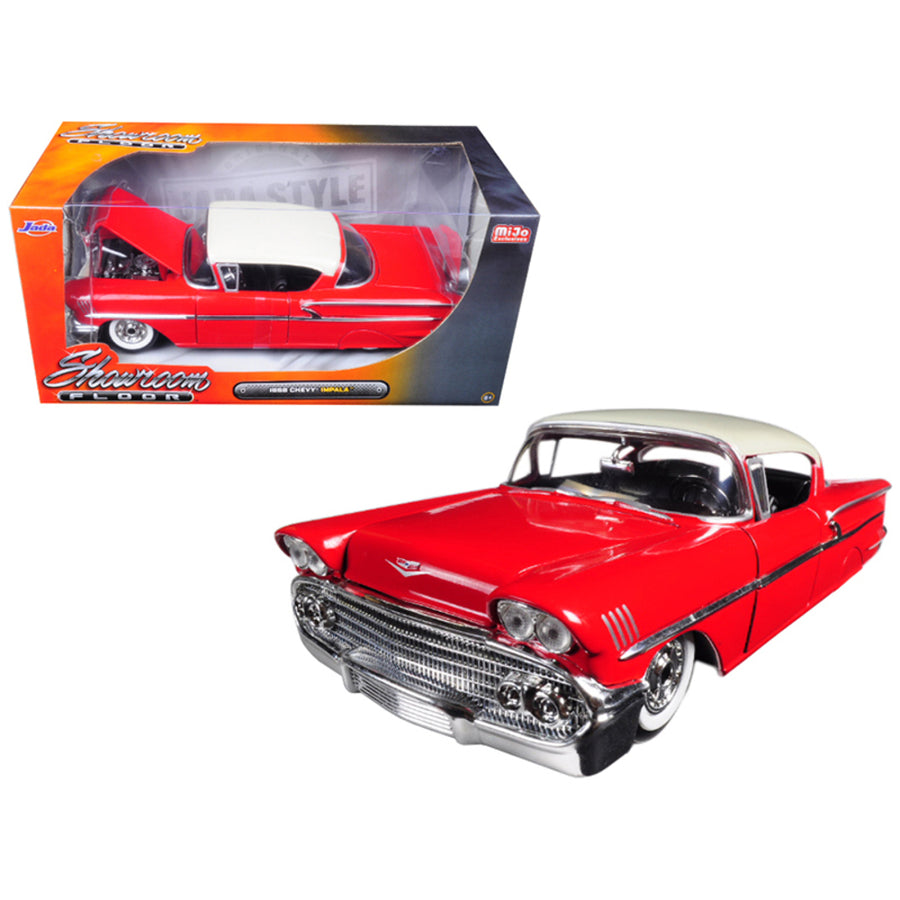 1958 Chevrolet Impala Red Showroom Floor 1/24 Diecast Model Car By Jada 98896