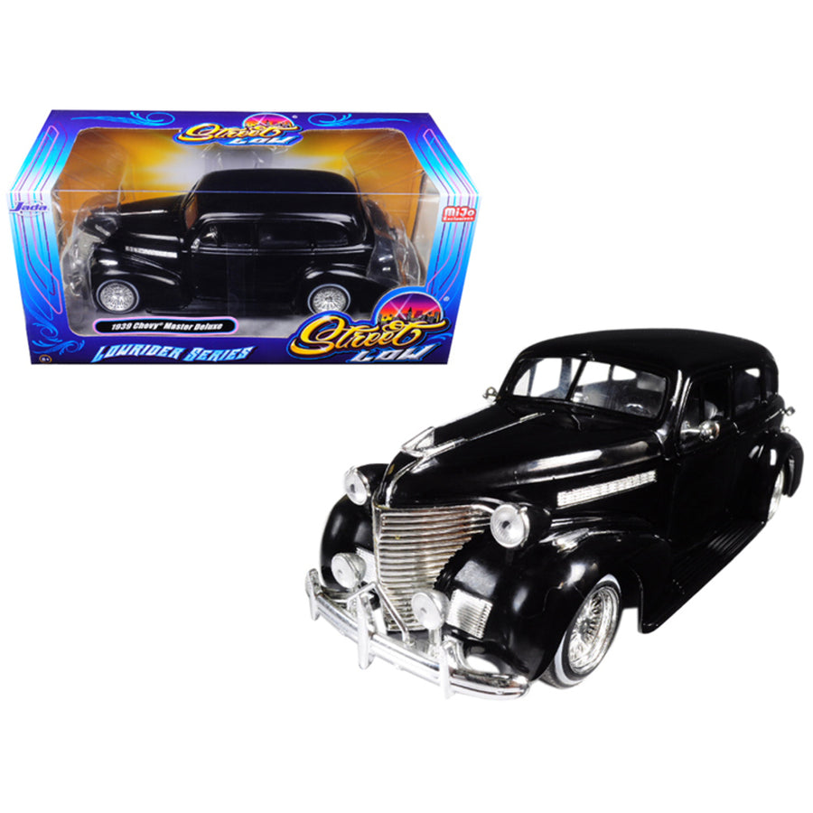 1939 Chevrolet Maser Deluxe Black Lowrider Series Street Low 1/24 Diecast Model Car By Jada 98913
