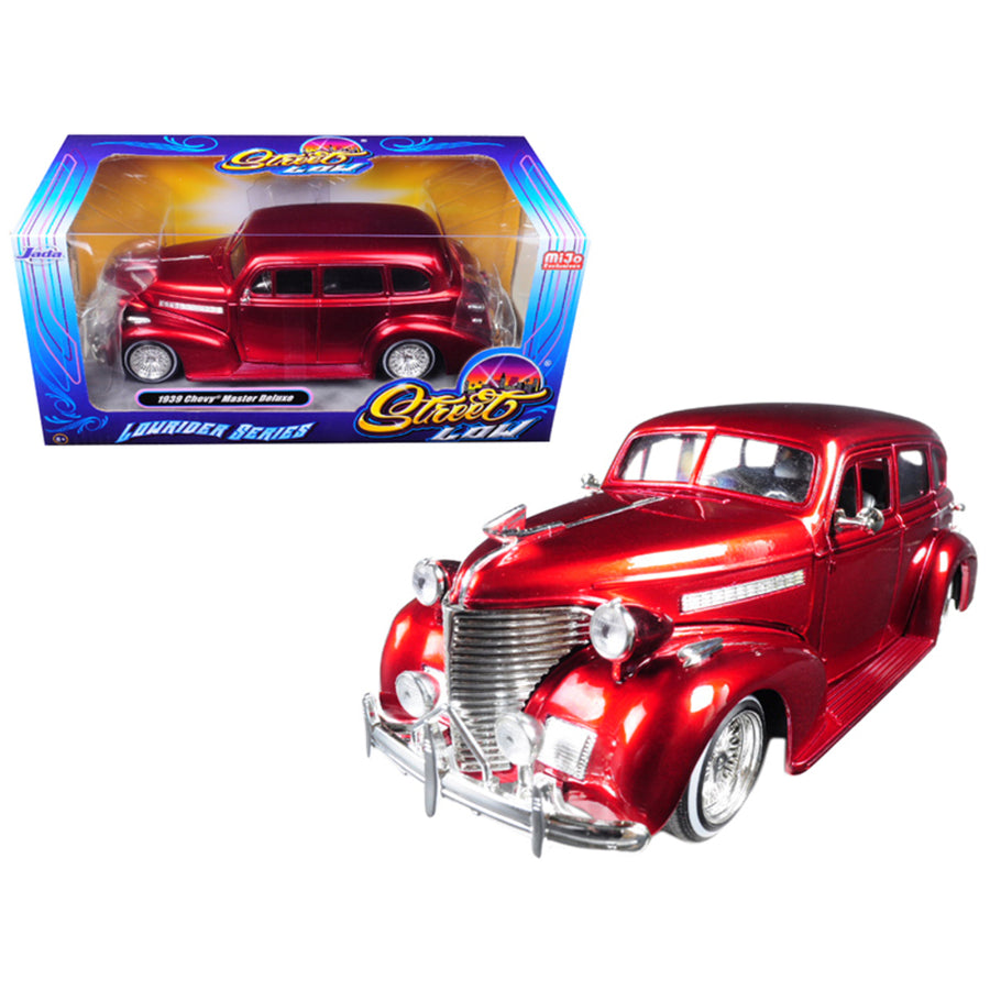 1939 Chevrolet Maser Deluxe Red Lowrider Series Street Low 1/24 Diecast Model Car By Jada 98914