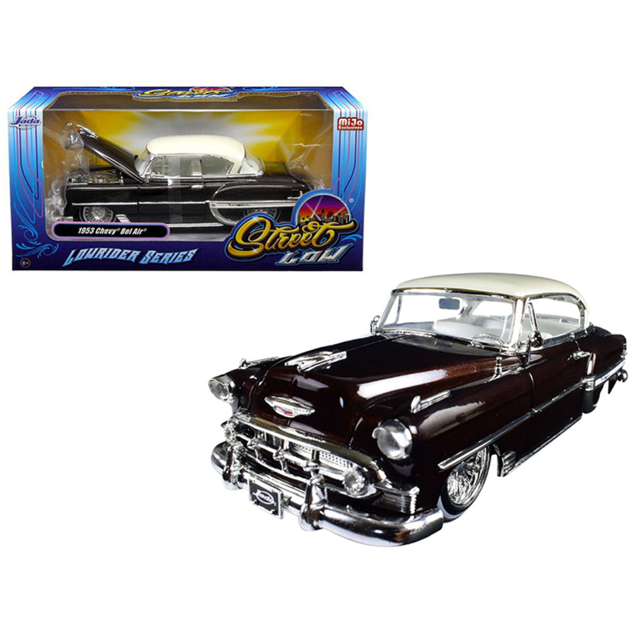 1953 Chevrolet Bel Air Brown Lowrider Series Street Low 1/24 Diecast Model Car By Jada 98916