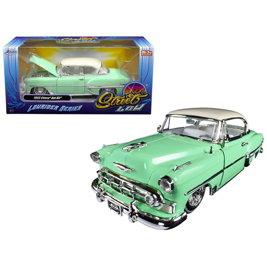 1953 Chevrolet Bel Air Light Green Lowrider Series Street Low 1/24 Diecast Model Car By Jada 98917