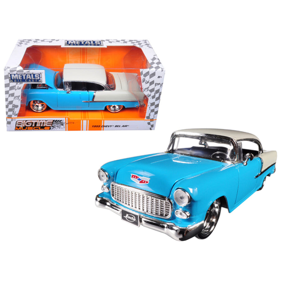 1955 Chevrolet Bel Air Blue Bigtime Muscle 1/24 Diecast Model Car By Jada 98937