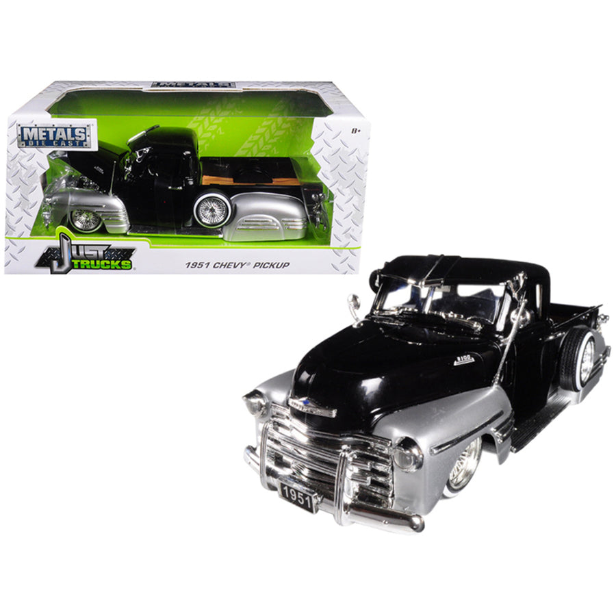 1951 Chevrolet Lowrider Pickup Truck Black And Silver Just Trucks 1/24 Diecast Model Car By Jada 99035