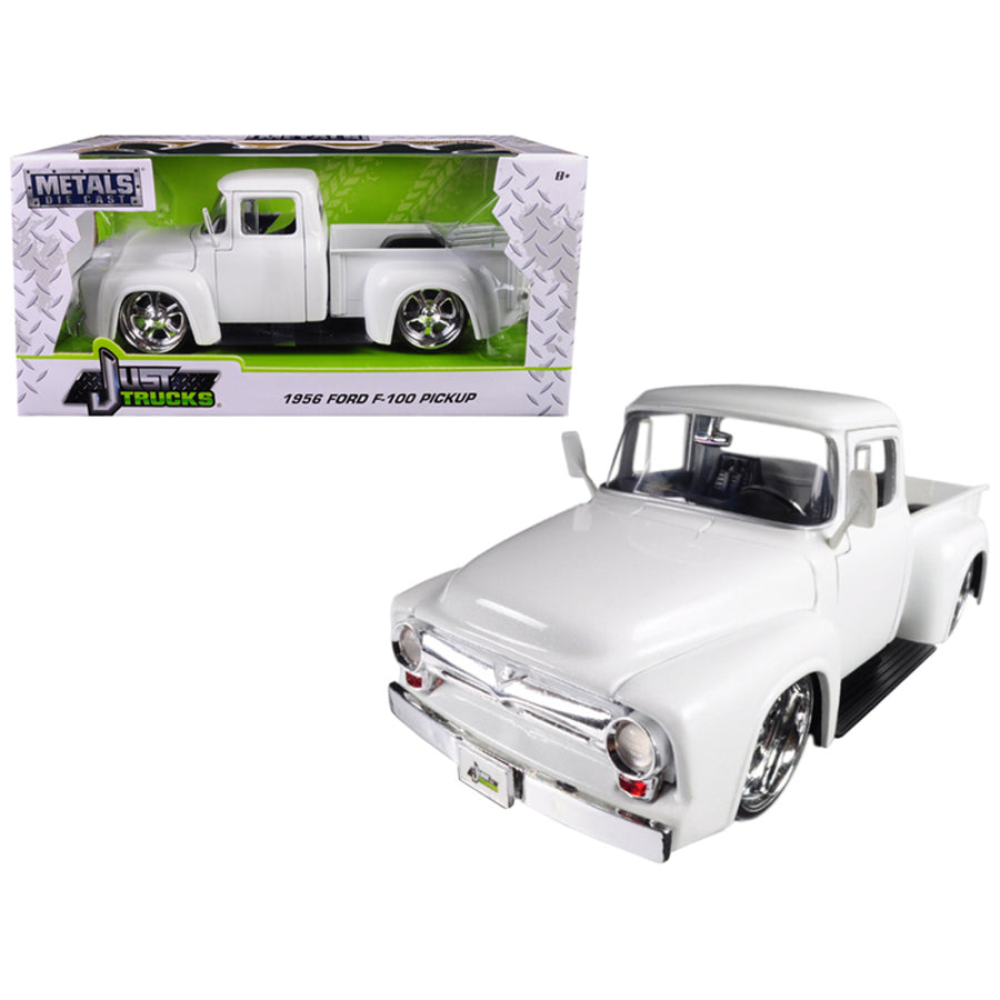 1956 Ford F-100 Pickup Truck White Just Trucks 1/24 Diecast Model Car By Jada 99043
