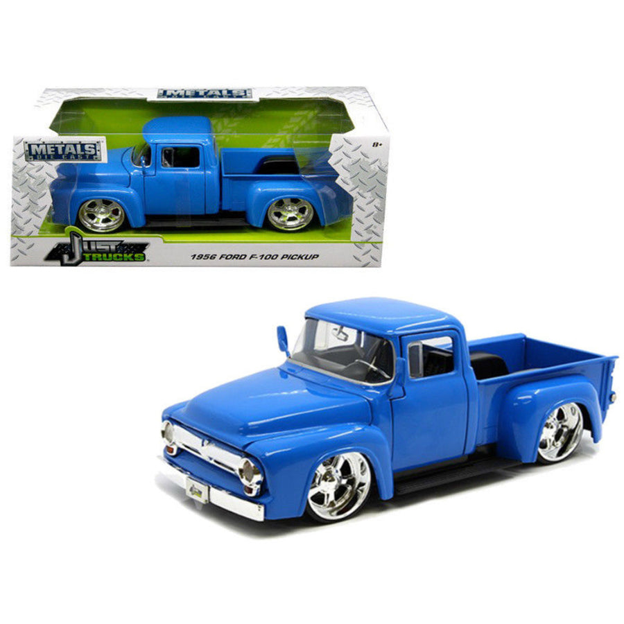 1956 Ford F-100 Pickup Truck Blue Just Trucks 1/24 Diecast Model Car By Jada 99044