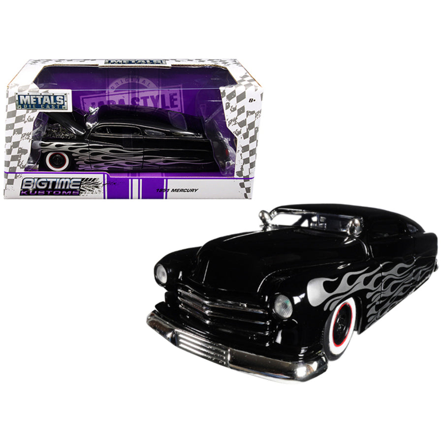 1951 Mercury Black With Flames Big Time Kustoms 1/24 Diecast Model Car By Jada 99060