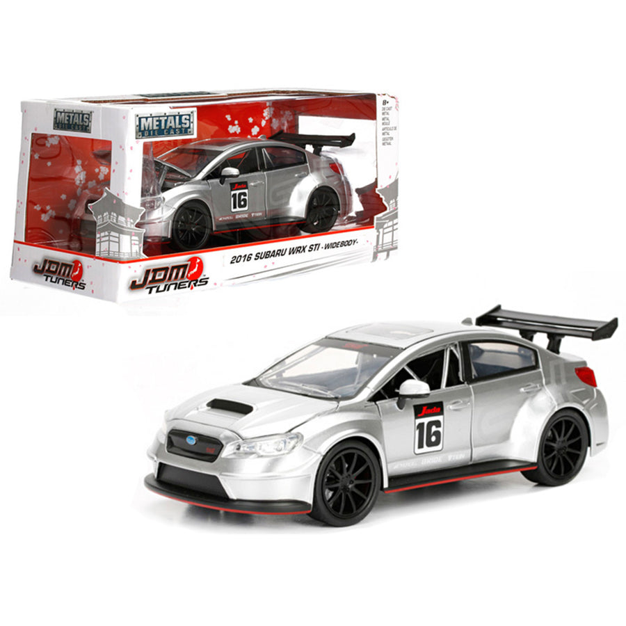 2016 Subaru Wrx Sti Widebody Silver #16 Jdm Tuners 1/24 Diecast Model Car By Jada 99092