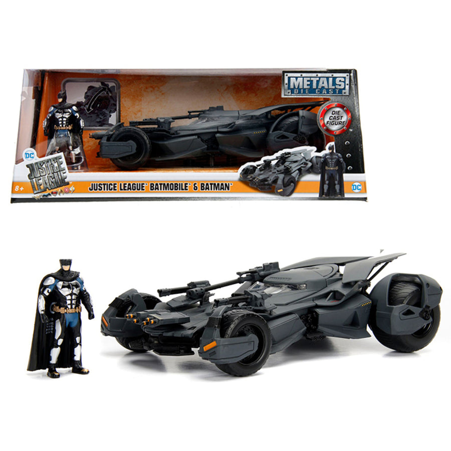 2017 Justice League Batmobile With Diecast Batman Figure 1/24 Diecast Model Car By Jada 99232