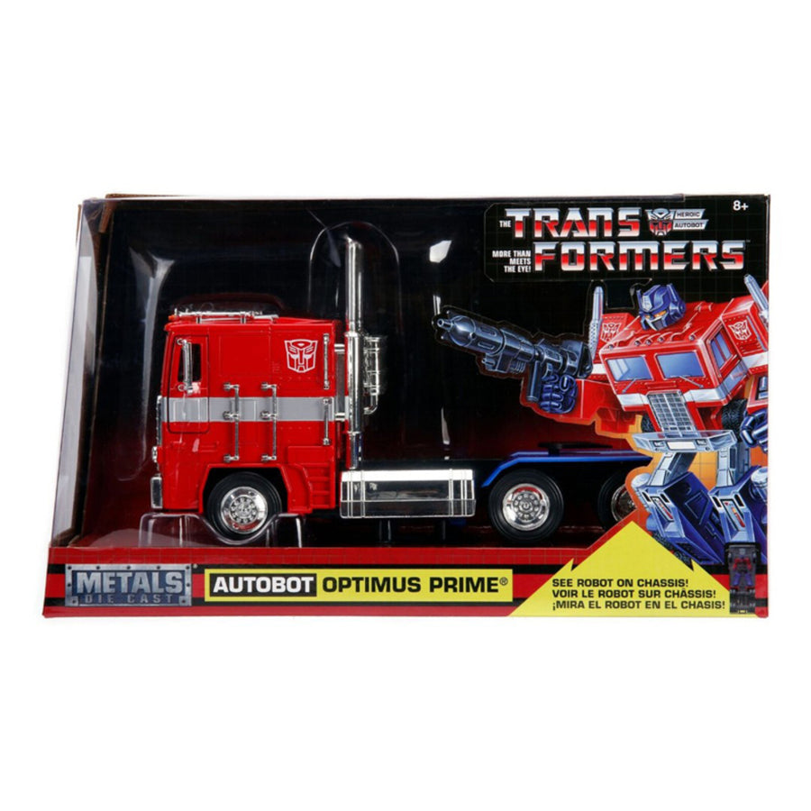 G1 Autobot Optimus Prime Truck Red With Robot On Chassis From Transformers Tv Series Hollywood Rides Series Diecast Model By Jada 99524
