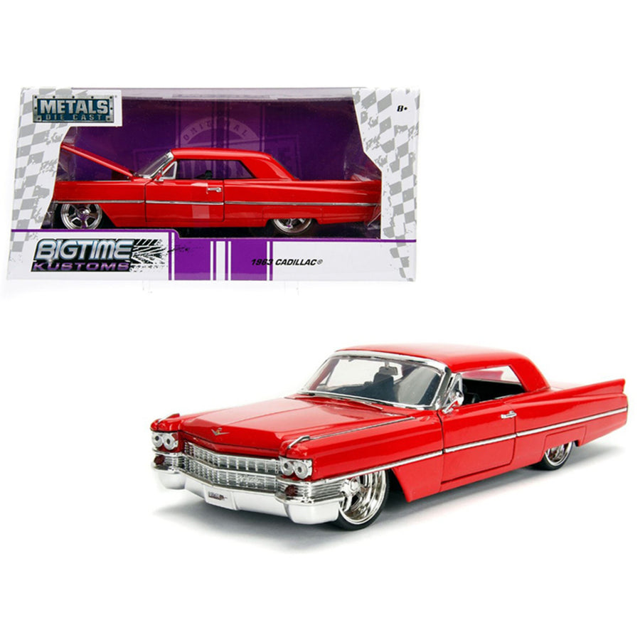 1963 Cadillac Red Bigtime Kustoms 1/24 Diecast Model Car By Jada 99551