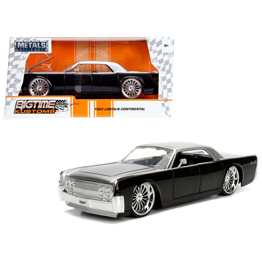 1963 Lincoln Continental Black With Silver Top 1/24 Diecast Model Car By Jada 99553