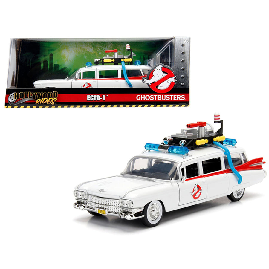 1959 Cadillac Ambulance Ecto-1 From Ghostbusters Movie Hollywood Rides Series 1/24 Diecast Model Car By Jada 99731