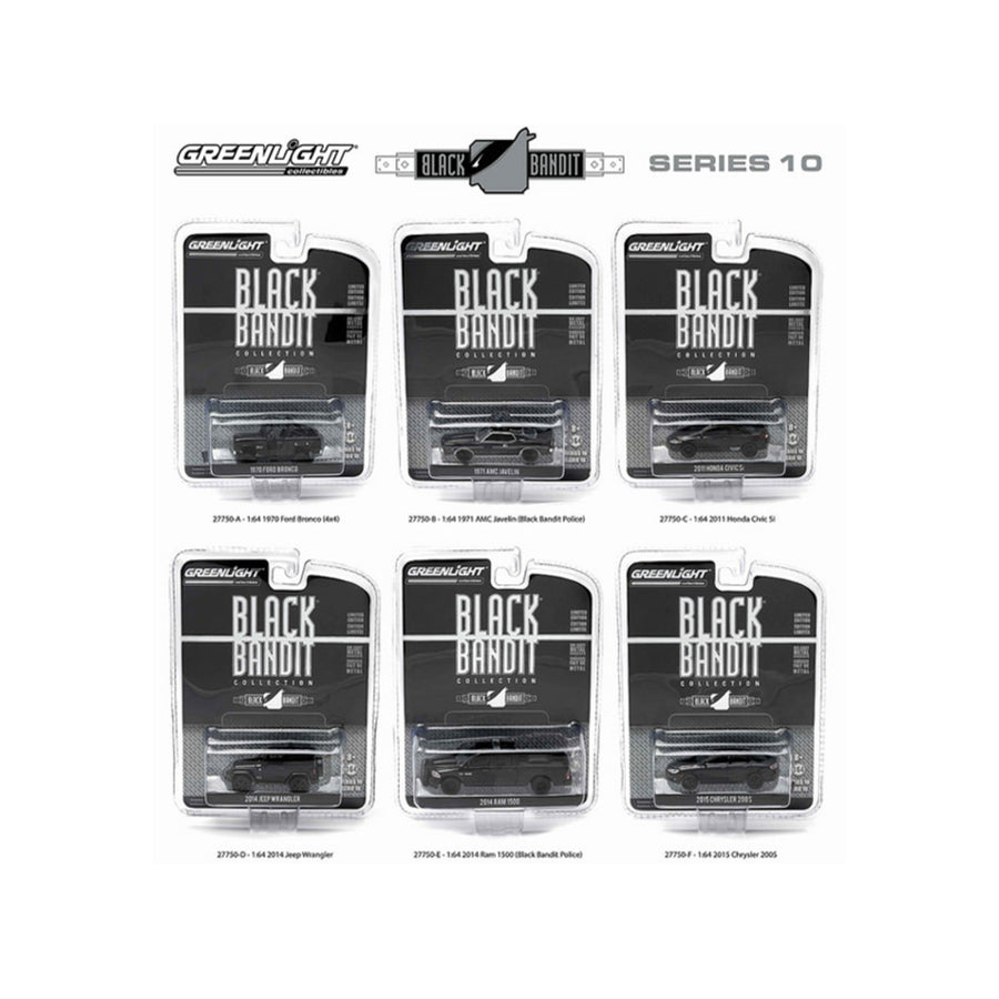 Black Bandit Series 10, 6pc Set 1/64 Diecast Model Cars By Greenlight 27750