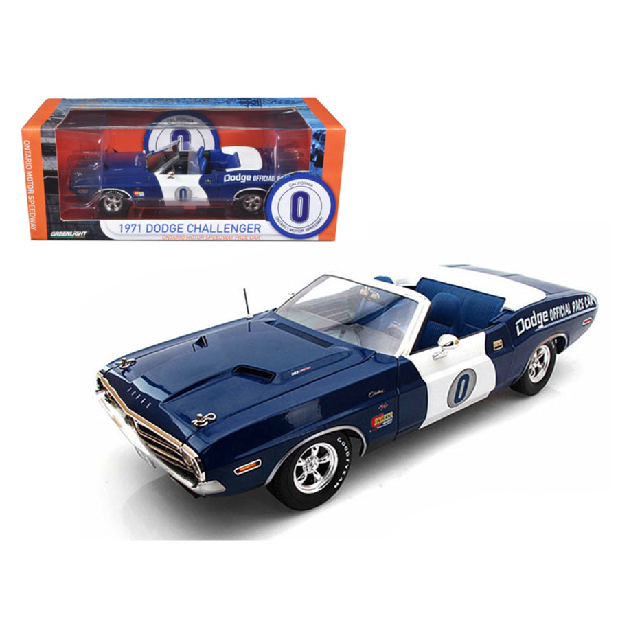 1971 Dodge Challenger Convertible Ontario Speedway Pace Car Limited To 1500pc 1/18 Diecast Model Car By Greenlight 12871