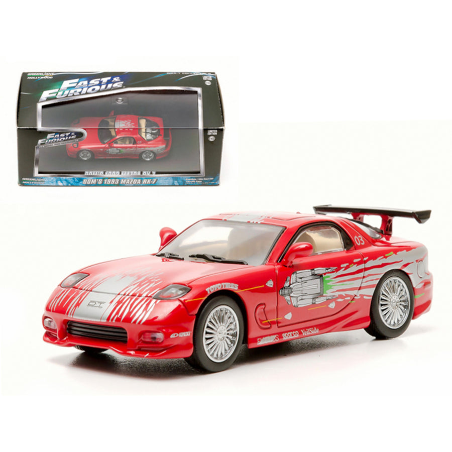 Doms 1993 Mazda Rx-7 Red The Fast And The Furious Movie (2001) 1/43 Diecast Car Model By Greenlight Gl86204