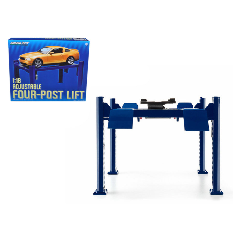 Four Post Lift Blue For 1/18 Scale Diecast Model Cars By Greenlight 12884