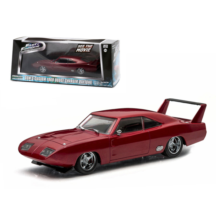 Doms 1969 Dodge Charger Daytona Maroon Fast And Furious 6 Movie (2013) 1/43 Diecast Model Car By Greenlight 86221