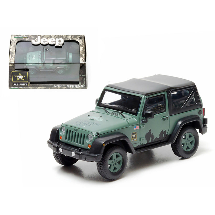 2012 Jeep Wrangler U.s. Army Hard Top Dark Green With Display Showcase 1/43 Diecast Model By Greenlight 86043