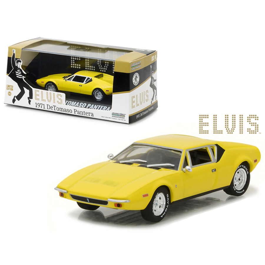 1971 De Tomaso Pantera Yellow Elvis Presley (1935-1977) 1/43 Diecast Model Car By Greenlight 86502