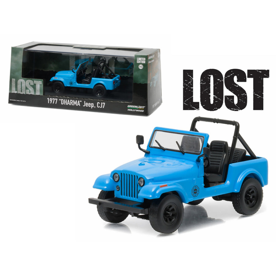 1977 Dharma Jeep Cj7 Blue Lost Tv Series (2004-2010) 1/43 Diecast Model Car  By Greenlight 86309