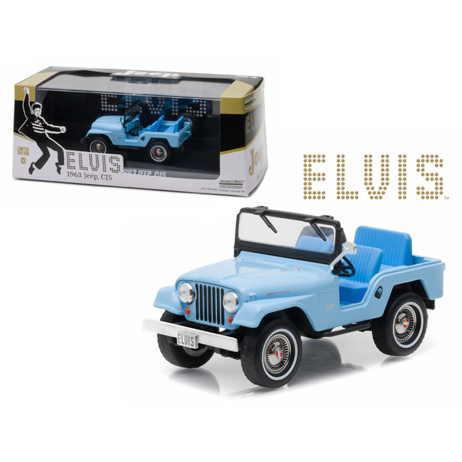 1963 Jeep Cj5 Sierra Blue Elvis Presley (1935-1977) 1/43 Diecast Model Car By Greenlight 86310
