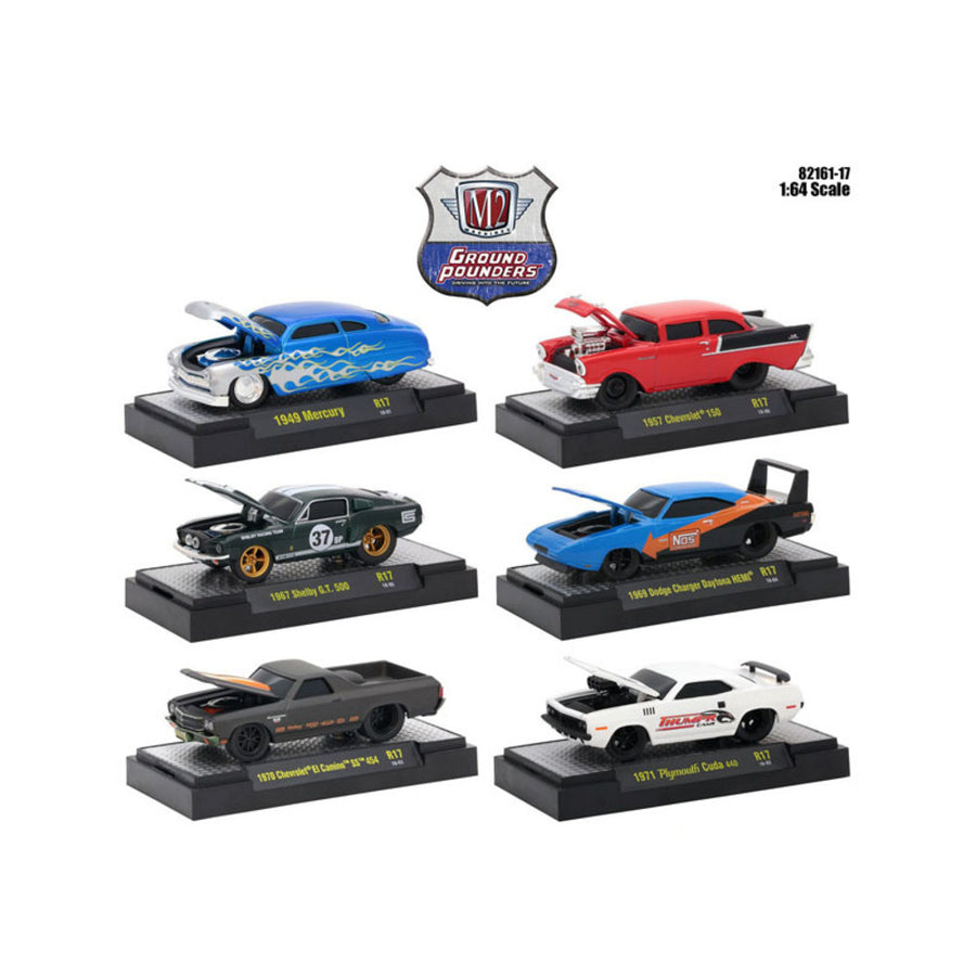 Ground Pounders 6 Cars Set Release 17 In Display Cases 1/64 Diecast Model Cars By M2 Machines 82161-17
