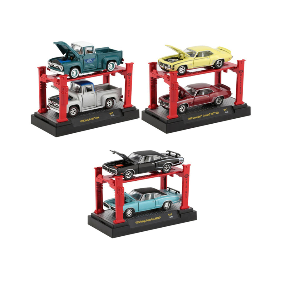 Auto Lift Release 17, Set Of 6 Pieces 1/64 Diecast Model Cars By M2 Machines 33000-17