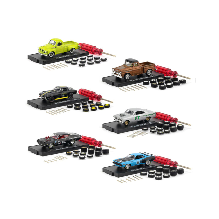 Auto Wheels Release 7, 6 Cars Set In Blister Packs 1/64 Diecast Model Cars By M2 Machines 34001-07