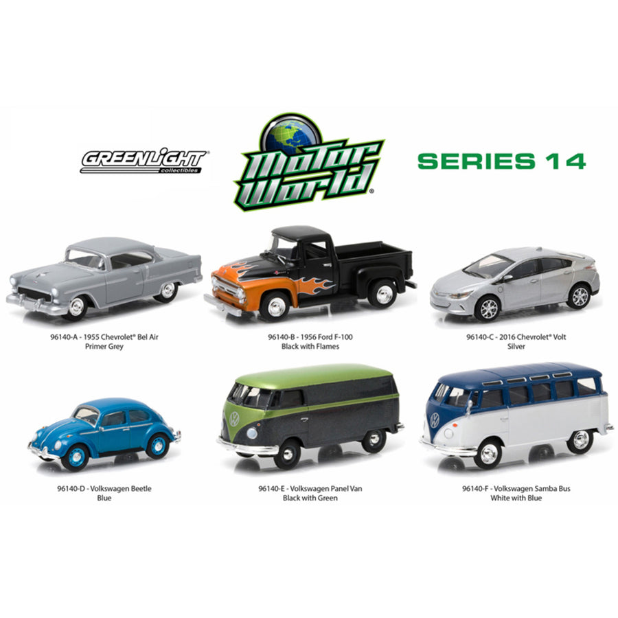 Motor World Series 14, 6pc Diecast Car Set 1/64 Diecast Model Cars By Greenlight 96140