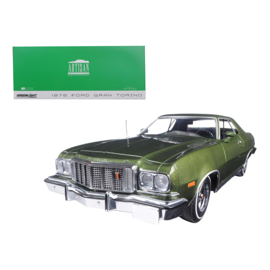 1976 Ford Gran Torino Dark Green Metallic 1/18 Diecast Model Car By Greenlight 19018