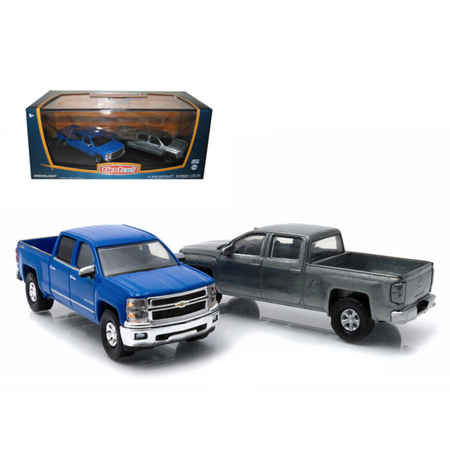 First Cut 2014 Chevrolet Silverado Pickup Trucks Hobby Only Exclusive 2 Cars Set 1/64 Diecast Models By Greenlight 29827